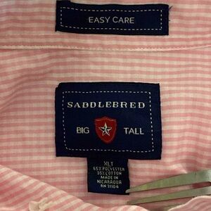 Saddlebred Big & Tall Short Sleeve EasyCare Shirt XLT Pink Check
